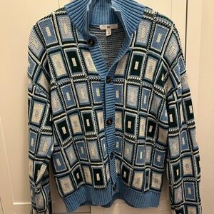 BP Blue and Green Checkered Cardigan